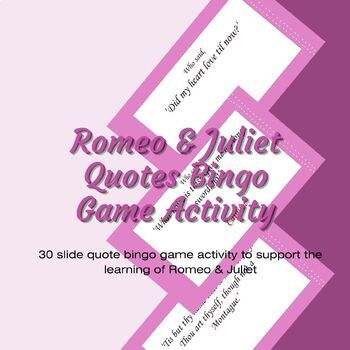 Preview of Shakespeare Romeo & Juliet Quotes Bingo Game Activity