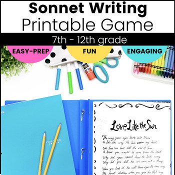 Preview of Shakespeare Sonnet Poetry Writing Partner Writing Game Middle High School