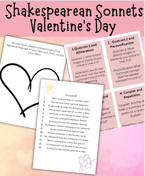 Preview of Shakespeare Sonnets Valentine's Day Poetry Craft ELA