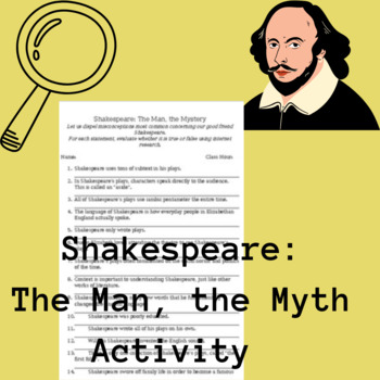 Preview of Shakespeare "The Man, the Myth" Activity
