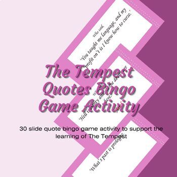 Preview of Shakespeare The Tempest  Quotes Bingo Game Activity