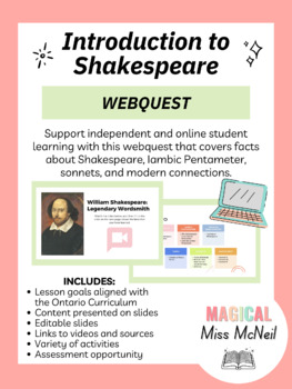 Preview of Shakespeare Webquest: Introduction to Poetics