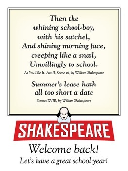 Preview of Welcome back (Shakespeare) posters. Two 18 x 24 printable posters.
