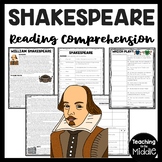 Shakespeare Biography Reading Comprehension Worksheet Rena