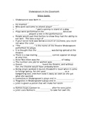 Shakespeare in the Classroom Video Guide Worksheet