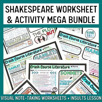 Preview of Shakespeare worksheets | Shakespeare activities | Worksheets on Shakespeare