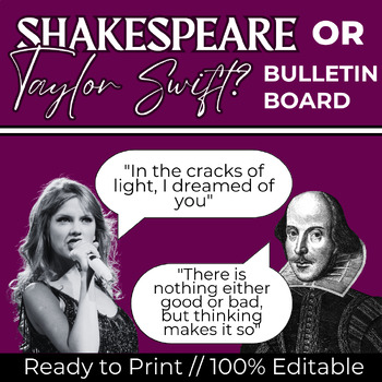 Preview of Shakespeare or Taylor Swift? Bulletin Board | Secondary ELA