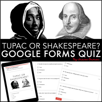 Preview of Shakespeare or Tupac (2Pac) Digital Quiz (Google Forms)