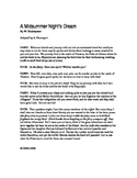 Shakespeare's A Midsummer Night's Dream Script - 45 Minute