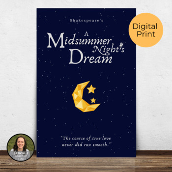 Preview of Shakespeare's A Midsummer Night's Dream Book Poster Classroom Library Decoration