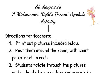 Preview of Shakespeare's "A Midsummer Night's Dream" Symbols Activity