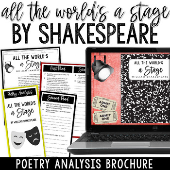 Preview of All the World's a Stage William Shakespeare Poetry Analysis Worksheet Brochure