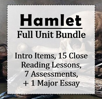 Preview of Shakespeare's Hamlet: Full Unit Bundle (Quizzes, Close Reading, 3 Exams + More)
