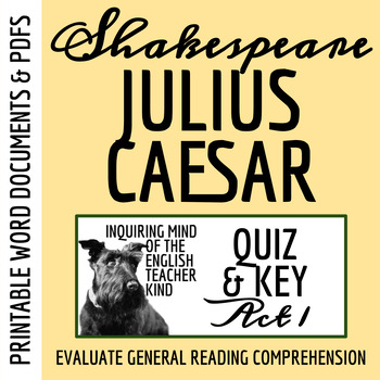 Preview of Shakespeare's Julius Caesar Act 1 Quiz and Answer Key