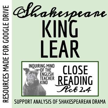 Preview of Shakespeare's King Lear Act 2 Scene 4 Close Reading Analysis Worksheet (Google)