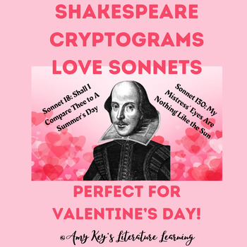Preview of Shakespeare's Love Sonnets Cryptograms for Middle & High School Poetry No Prep