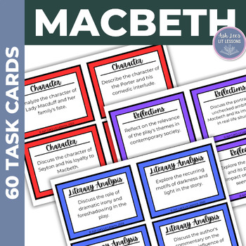 Preview of Shakespeare's Macbeth 60 Task Cards for High School ELA and AP Lit