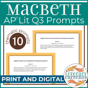 Preview of Macbeth | Shakespeare | Q3 Essay Prompts AP Lit Open Ended Literary Response