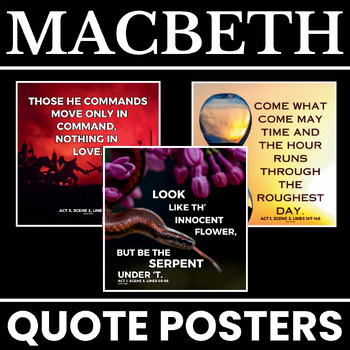 Preview of Shakespeare's Macbeth Posters: Key Quotes- Display/Bulletin Board/Decoration