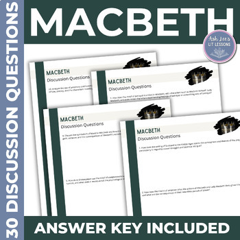 Preview of Macbeth | Shakespeare | Thematic Discussion Questions with Key | AP Lit HS ELA