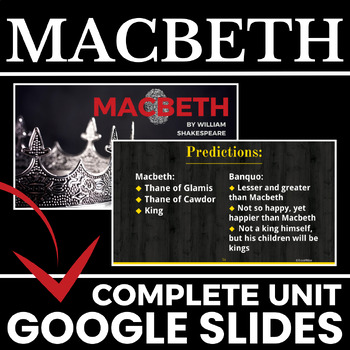 Preview of Shakespeare's Macbeth Unit Google Slide Notes Every Act & Scene ELA