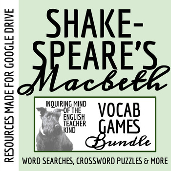 Preview of Shakespeare's Macbeth Vocabulary Games for High School Bundle (Google Drive)