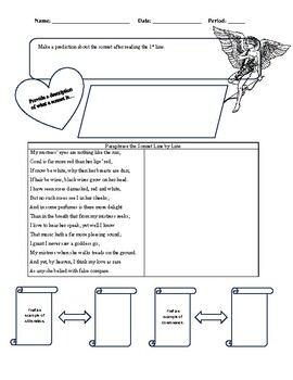 Preview of Shakespeare's Sonnet 130 PowerPoint and Activity