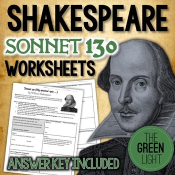 Preview of Shakespeare's Sonnet 130 Worksheet, Packet, Lesson Plan w/ Answer Key