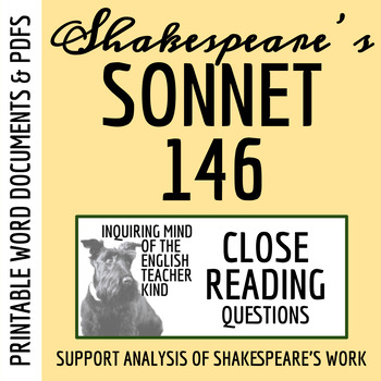 Preview of Shakespeare's Sonnet 146 Close Reading Analysis Worksheet (Printable)