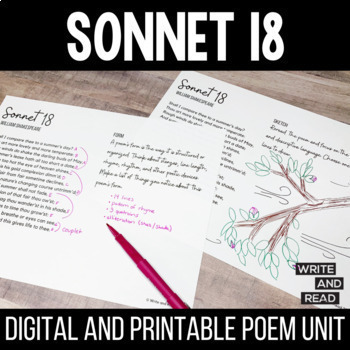 Preview of Shakespeare's Sonnet 18 Poem Analysis Unit - Poetry by William Shakespeare