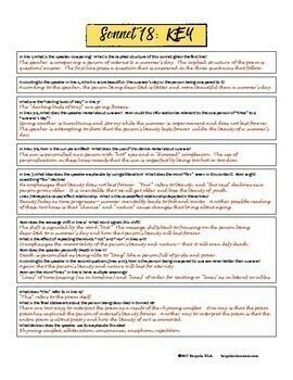 Shakespeare's Sonnet 18: Poetry Close Reading & Analysis FREEBIE