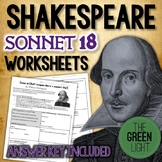Shakespeare's Sonnet 18 Worksheet, Packet, Lesson Plan w/ 