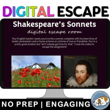 Preview of Shakespeare's Sonnets Digital Escape Room Review Game Activity