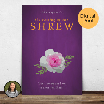 Preview of Shakespeare's The Taming of the Shrew Book Poster Classroom Library Decoration