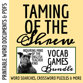 Preview of Shakespeare's The Taming of the Shrew Vocabulary Games for High School (Bundle)