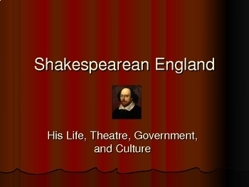 Preview of Shakespearean England, Times & Theatre Power Point & Quiz