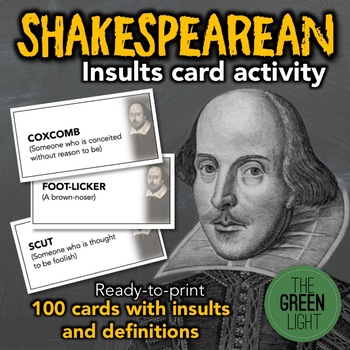 Preview of Shakespearean Insults Activity Cards: Vocabulary With Definitions