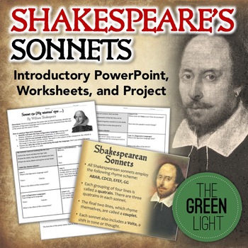 Preview of Shakespeare's Sonnets Introductory PowerPoint, Worksheets, Project