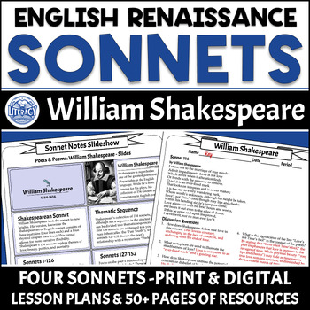 Preview of Shakespearean Sonnet Lessons - 4 Sonnets by William Shakespeare -Print & Digital