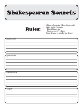 Shakespearean Sonnet Template by The Art Design and ELA Store TPT