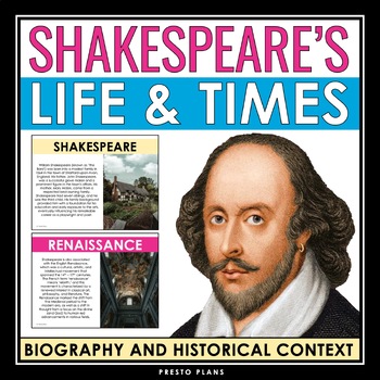 Preview of Introduction to Shakespeare Presentation - Biography & Historical Context Lesson