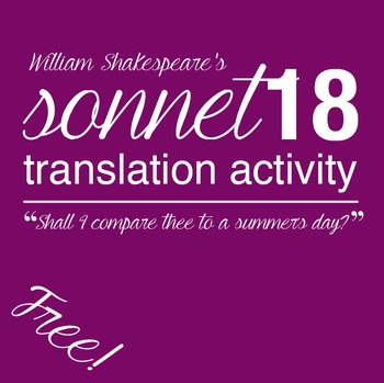 Preview of Shakespeare's Sonnet 18 Translation Activity (Free!)