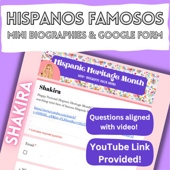 Preview of Shakira - Mini Hispanic Biography Video and Questions