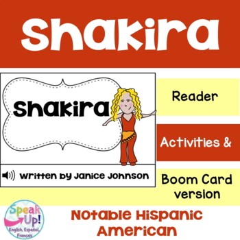Preview of Shakira Reader Hispanic Heritage Month | Print & Boom Cards with Audio | English