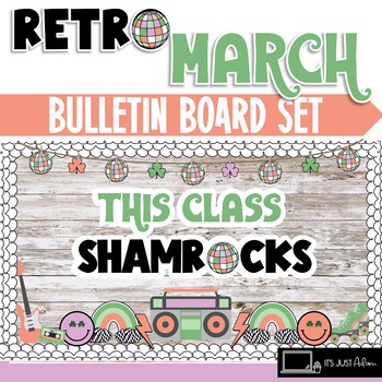 Preview of Shamrock Bulletin Board March Retro Rainbow Door Decor St. Patrick's Day