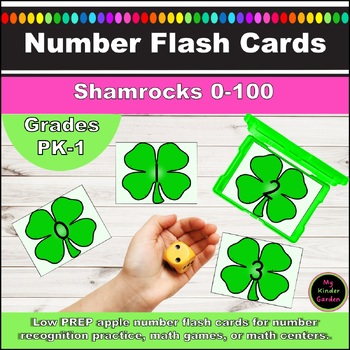 Preview of Shamrock Clover Saint Patrick's Day Number Flashcards 0-100