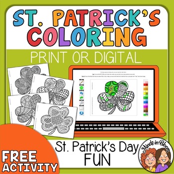Preview of St. Patrick's Day - I Love Coloring! Shamrock Coloring Pages | Print & Digital