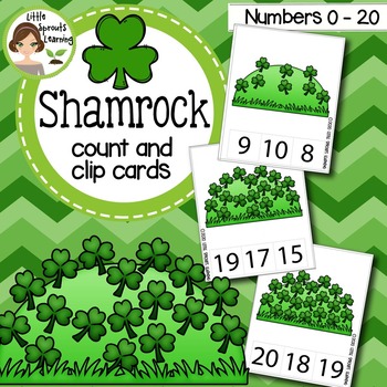 Shamrock Count and Clip cards (Numbers 0-20 plus worksheets) | TpT