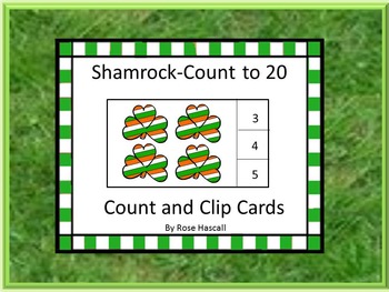 Preview of St. Patrick's Day Math Activity Counting to 20 Kindergarten Count and Clip Cards