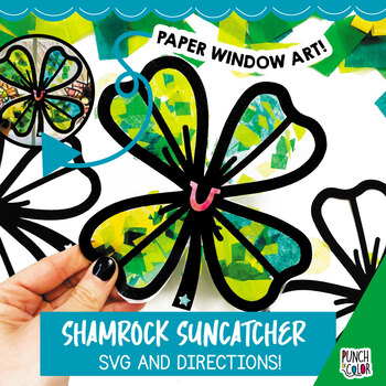 Preview of Shamrock Craft SVG | St. Patricks Day Clover Activity for Kids | Suncatcher